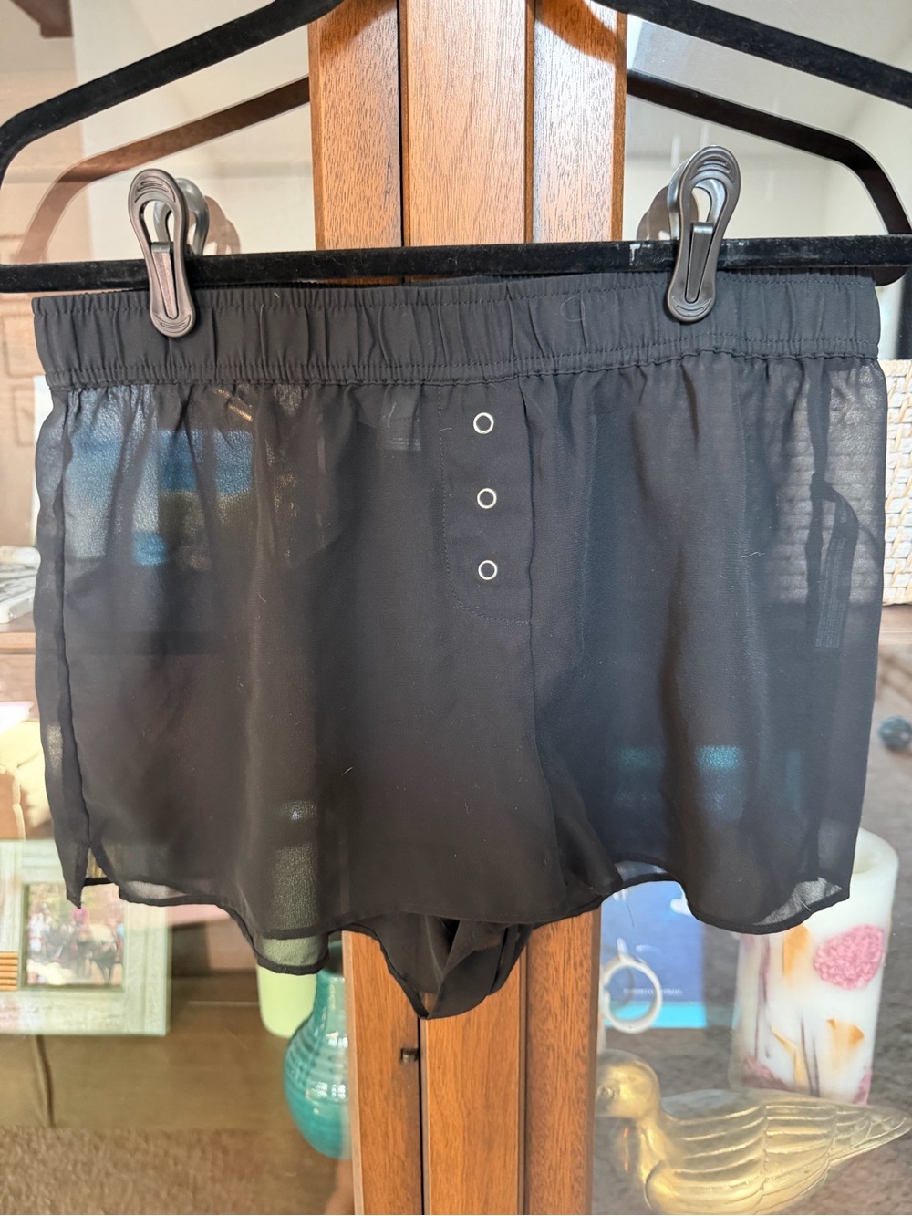 Anthropologie Black Sheer Overlay Shorts